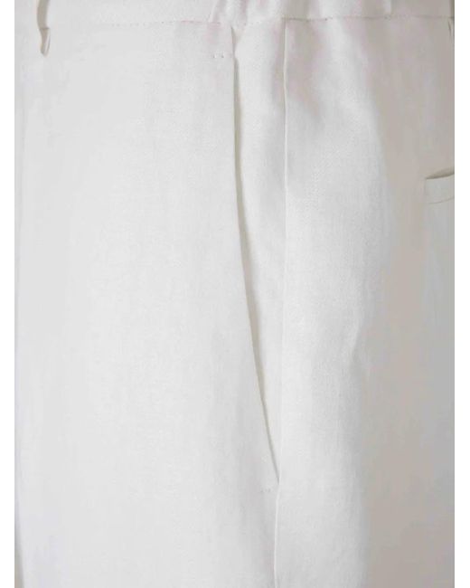 Berwich White Lucano Belt-Loops Trousers for men