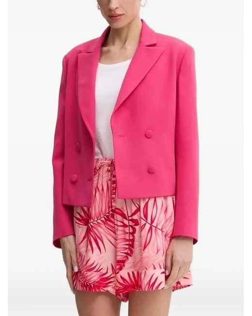Liu Jo Cropped Blazer Met Dubbele Rij Knopen in het Pink