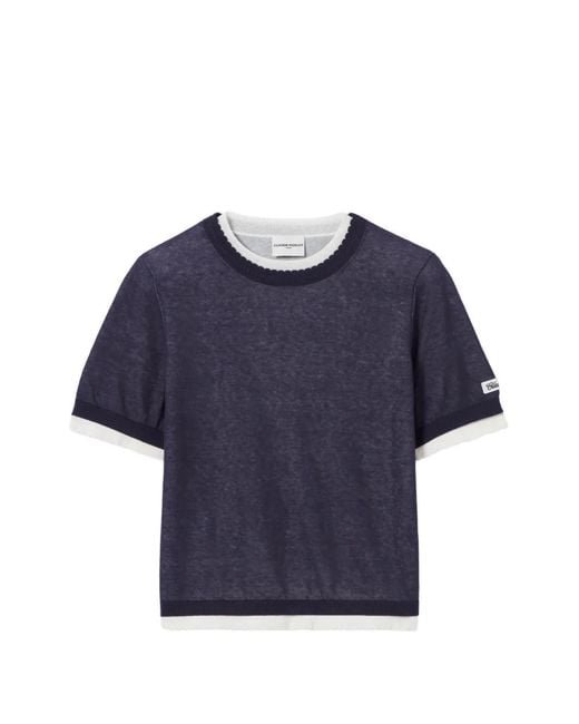 Claudie Pierlot Blue Contrast Knit Jumper