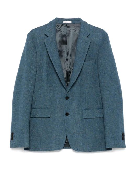 Fursac Blue Virgin Wool Single-Breasted Blazer for men