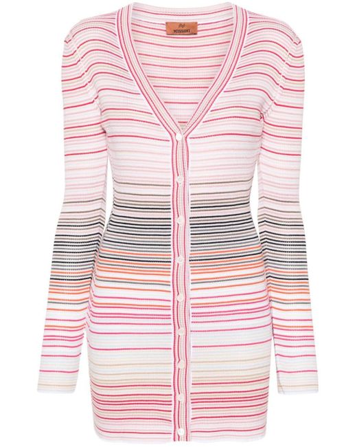 Missoni Pink V-neck Striped Cardigan