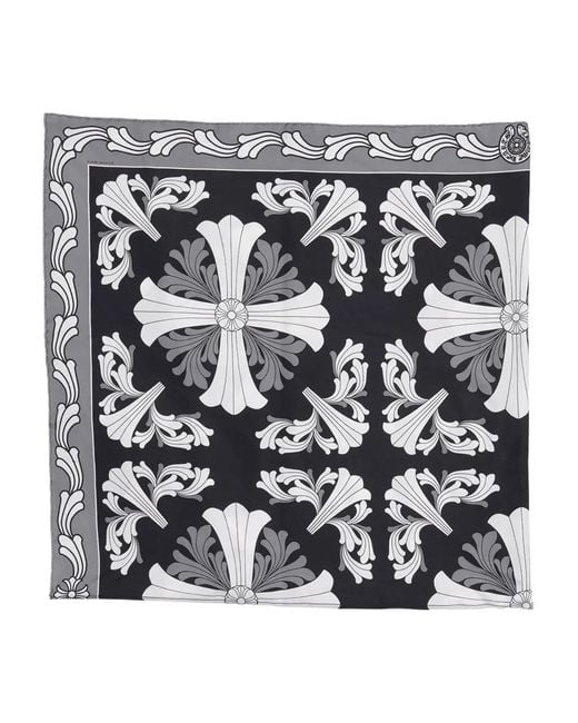 Chrome Hearts Black Patterned Silk Scarf for men