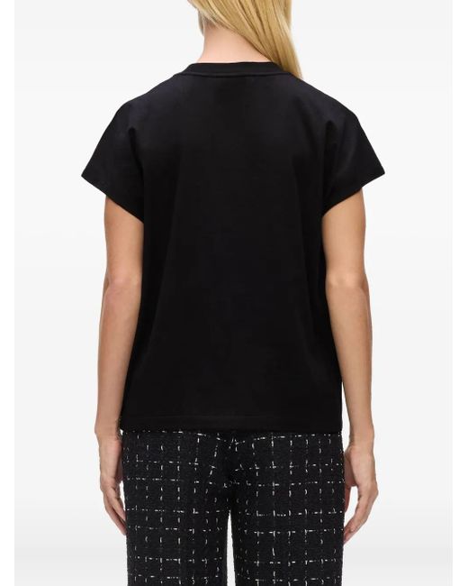 Camiseta con abertura en el cuello Karl Lagerfeld de color Black