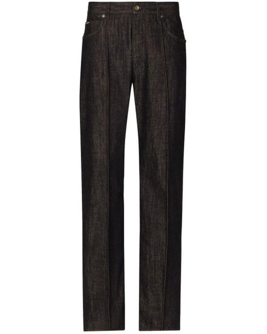 Dolce & Gabbana Katoenen Jeans Met Wijde Pijpen En Logo Applicatie in het Black voor heren