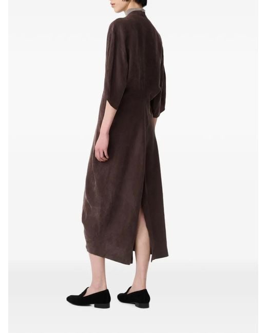 Studio Nicholson Brown Midi Yosha Banana-Curve Dress