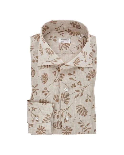 Borriello White Floral-Print Long-Sleeve Shirt for men