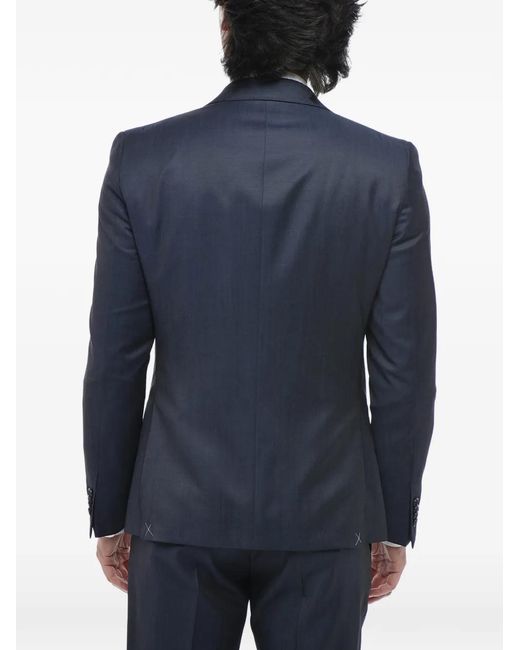 Corneliani Blue Peak-Lapel Virgin Wool Suit for men