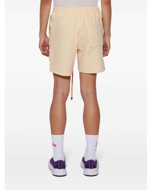 Rhude Natural Logo-embroidered Cotton Track Shorts for men