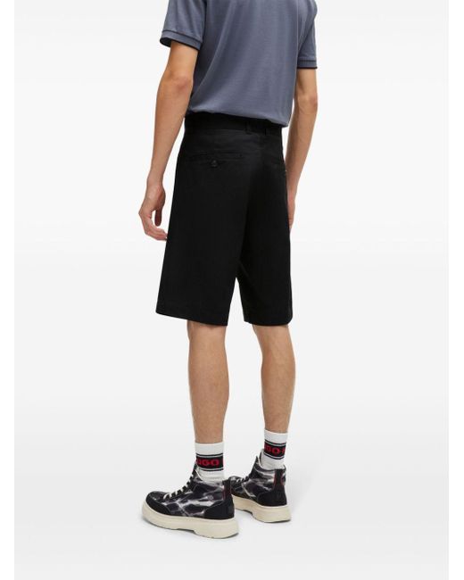HUGO Black Mid-rise Chino Shorts for men