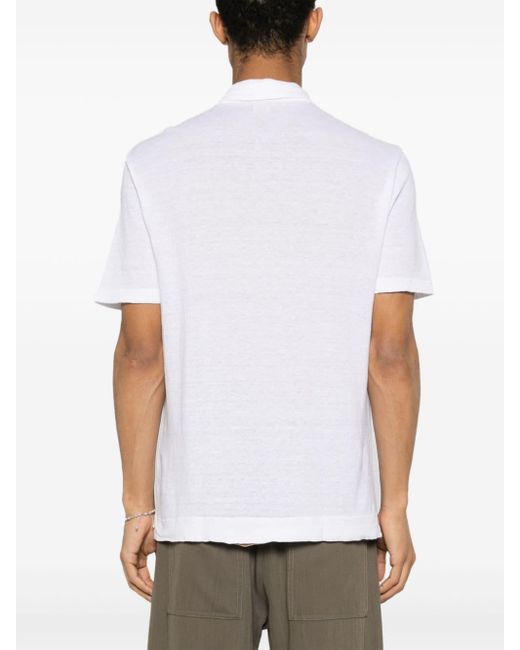 Massimo Alba White Wembley Linen Polo Shirt for men