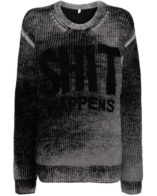 R13 Black Reverse-Printed Wool Jumper