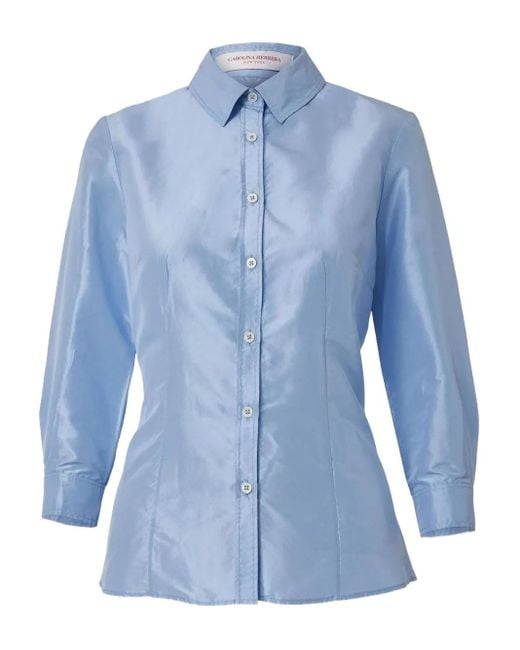 Carolina Herrera Blue Geknöpftes Taft-Hemd