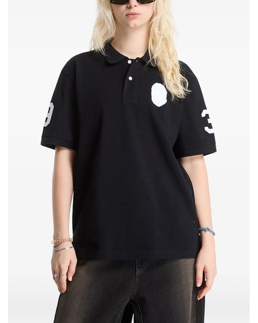 A Bathing Ape Black Large Ape Head Relaxed-Fit Polo Shirt