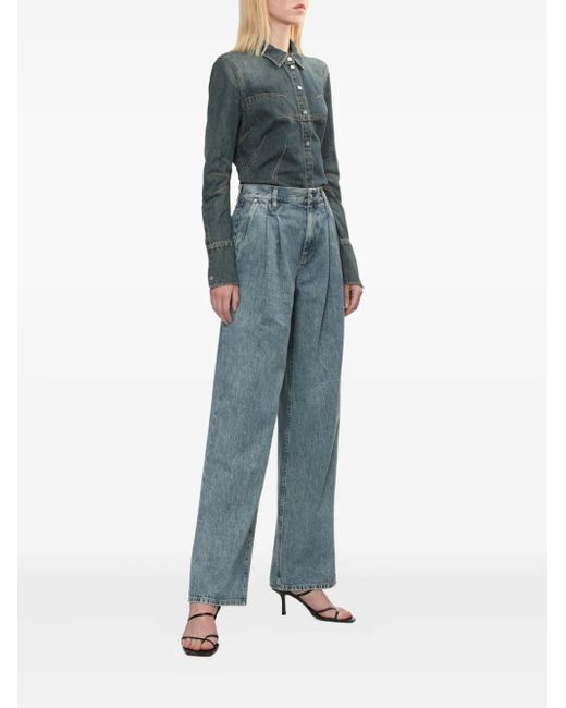 Helmut Lang Blue Pleated Jeans