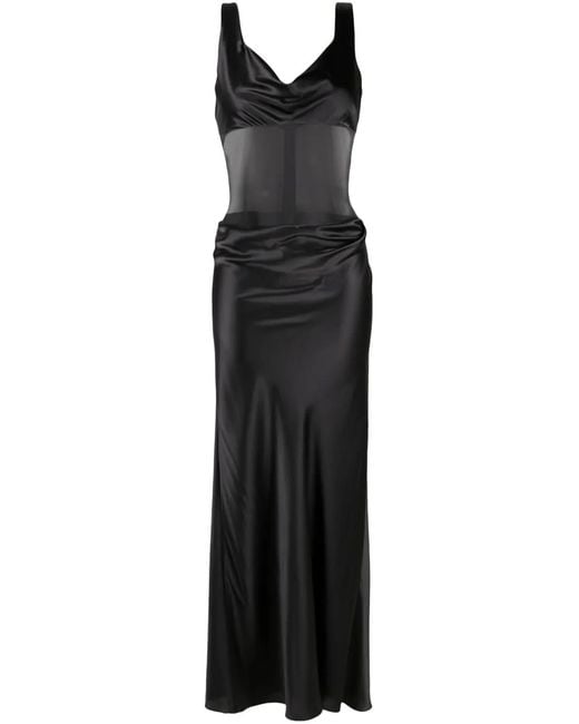 Christopher Esber Black Sheer-Panel Cowl-Neck Gown
