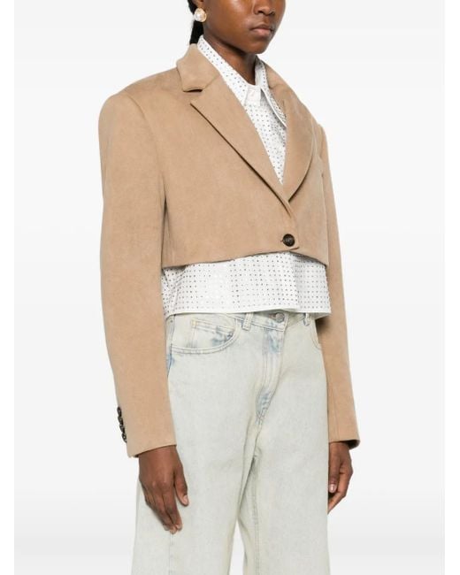 GIUSEPPE DI MORABITO Natural Buttoned Cropped Jacket