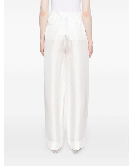 High-waist silk palazzo trousers Blanca Vita de color White