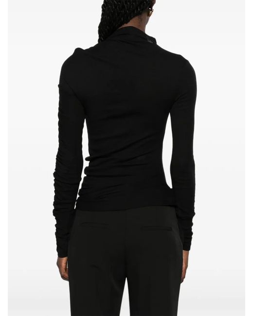 Pinko Black Ruched Long-Sleeve Top