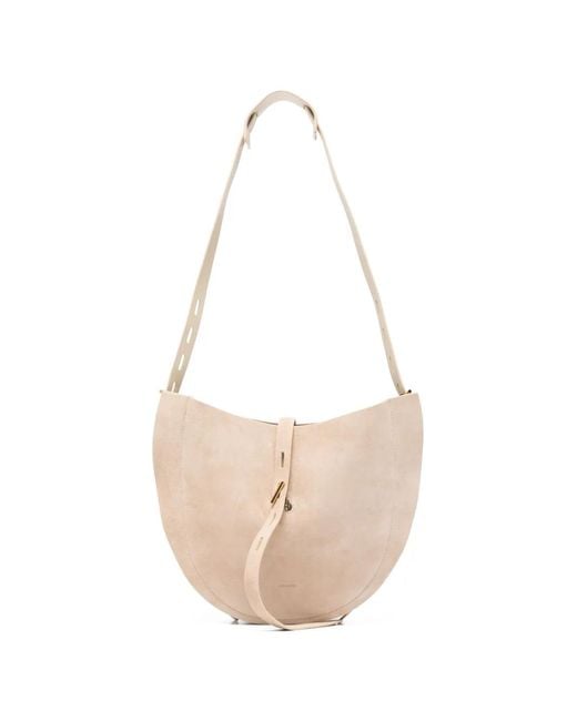 MINOBOSSI White Liz Suede Shoulder Bag