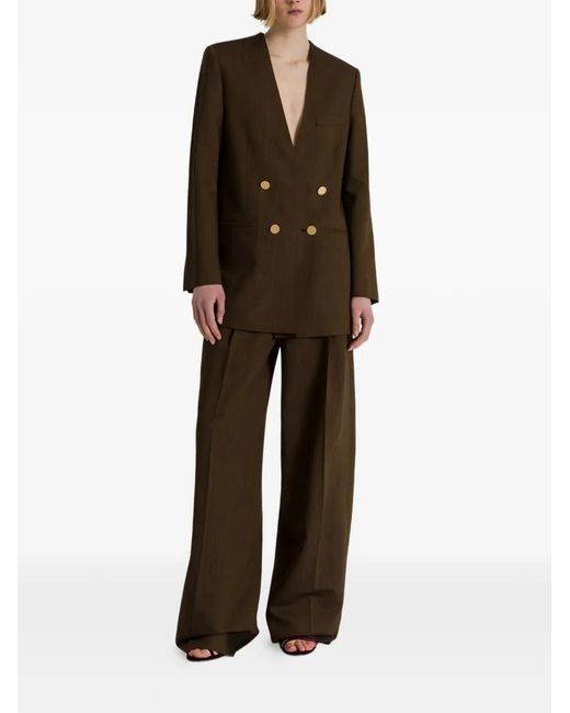 Alberta Ferretti Brown Button Double-Breasted Blazer
