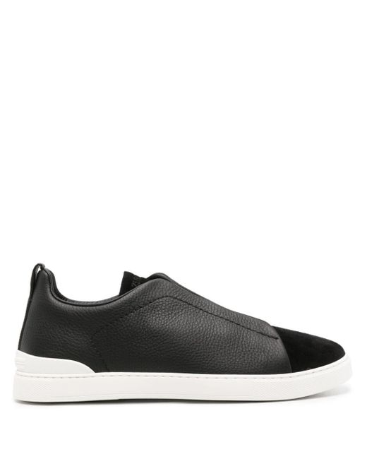 Zegna Black Triple Stitchtm Leather Sneakers for men
