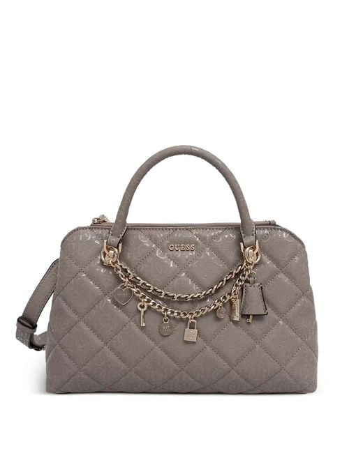 Guess Metallic Libby Quilted Logo-Print Shoulder Bag