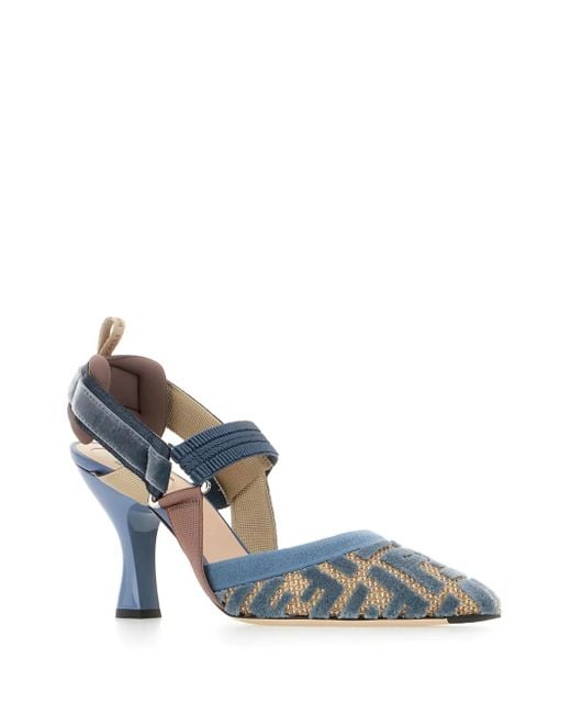 Fendi Blue 85Mm Colibri Pumps