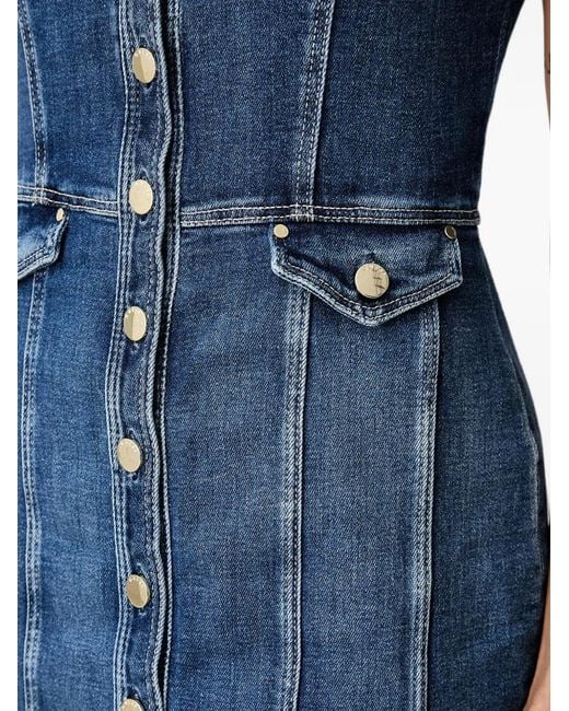 Guess Blue Button-Up Sleeveless Dress
