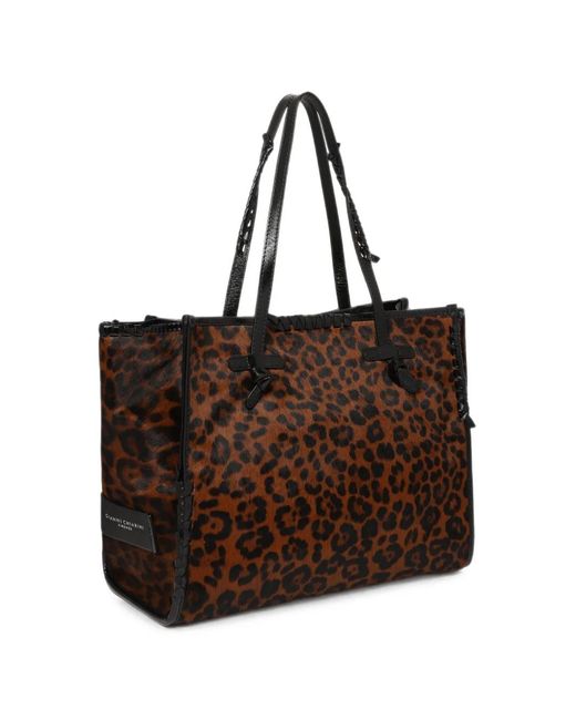 Gianni Chiarini Brown Marcella Leopard-Print Tote Bag