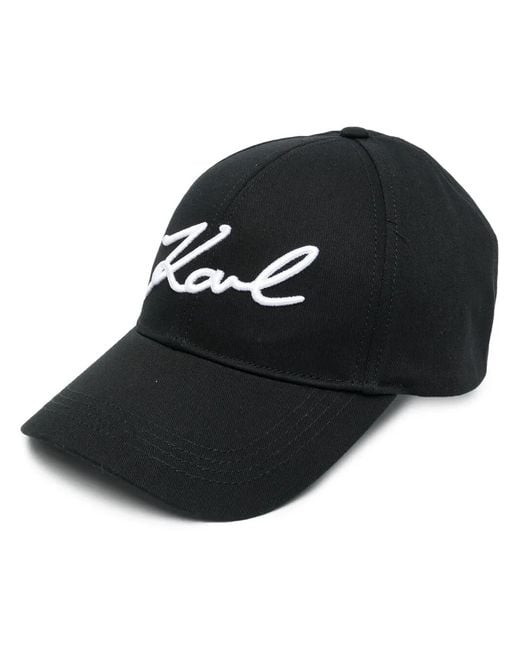 Karl Lagerfeld Black Signature Organic-Cotton Baseball Cap