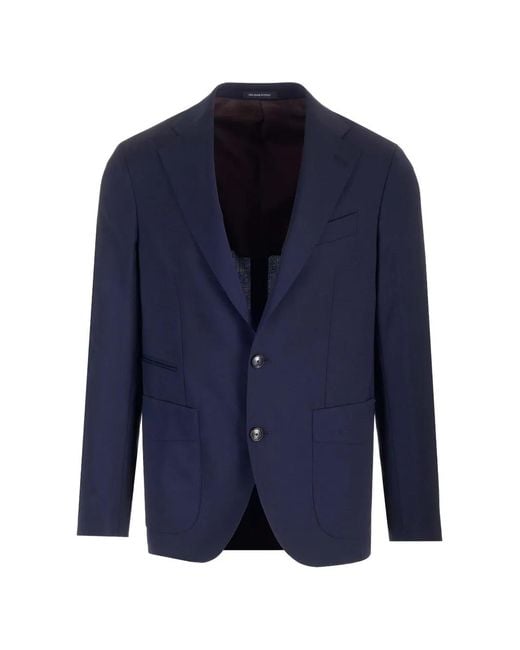 Al Duca D'aosta Blue Travel Single-Breasted Wool Blazer for men