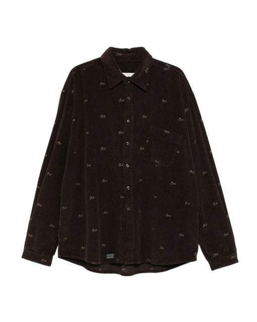 ERL Black Corduroy Logo-Embroidered Shirt Jacket for men