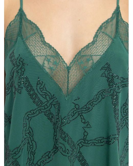Zadig & Voltaire Green Lace-Trimmed Top