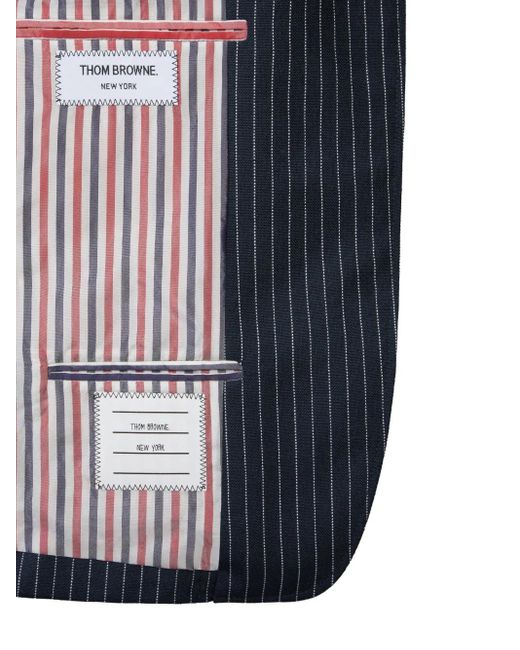 Thom Browne Blue Pinstripe Wool Blazer