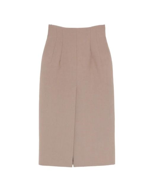 Mugler Natural Zip-Up Midi Skirt