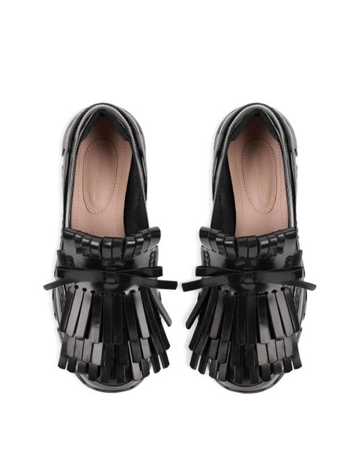 Simone Rocha Black Tracker Fringe Patent-Leather Loafers