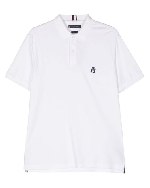 Tommy Hilfiger White Logo-embroidered Polo Shirt for men