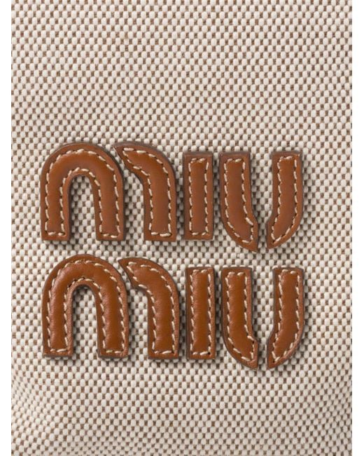 Bolso bombonera con letras del logo Miu Miu de color Natural