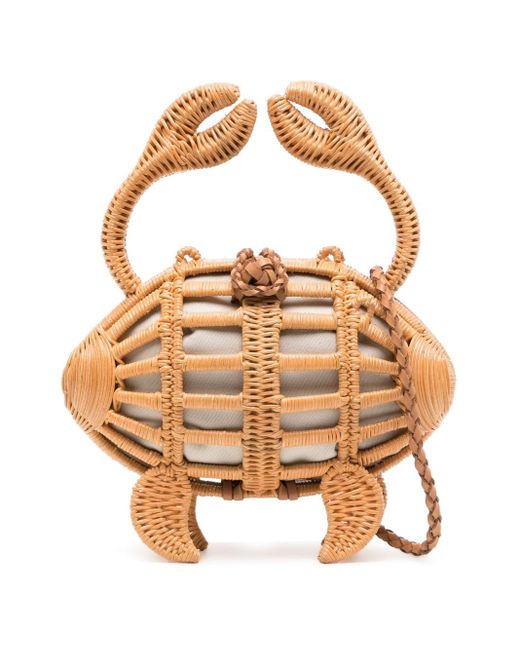 Aranaz Metallic Crab Wicker Crossbody Bag