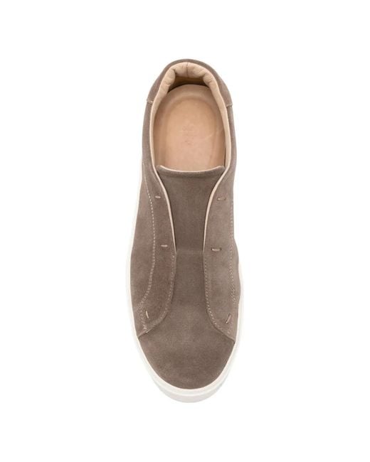 Eleventy Brown Slip-On Suede Sneakers for men