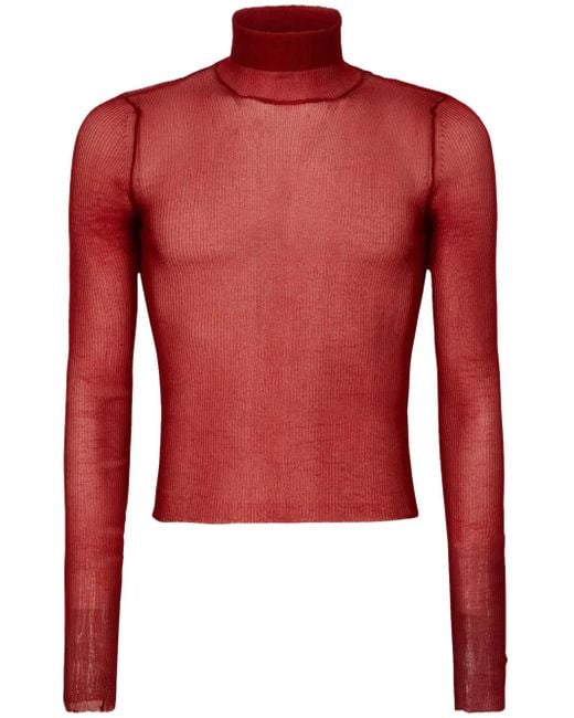 Gcds Red Celluloid Semi-Sheer Top
