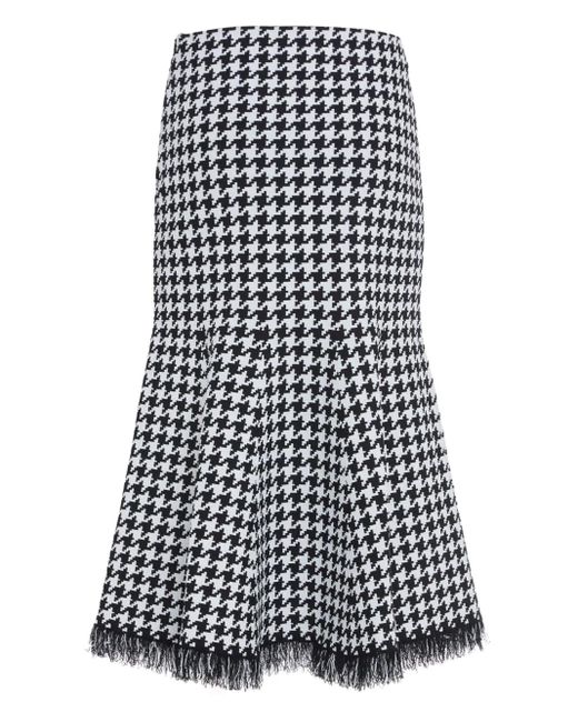Alexander McQueen Midi-Rok Met Pied-De-Poule Print in het White