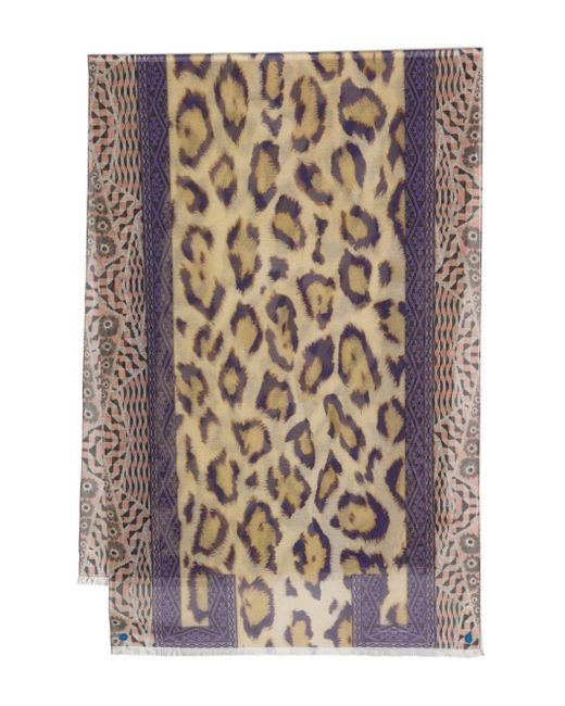 Pierre Louis Mascia Multicolor Hawn Schal mit Leoparden-Print