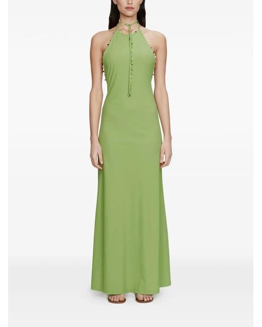 Christopher Esber Women's Green Beach Quartz Halterneck Embellished Dress