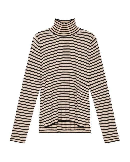 Maliparmi White Striped Turtleneck Top