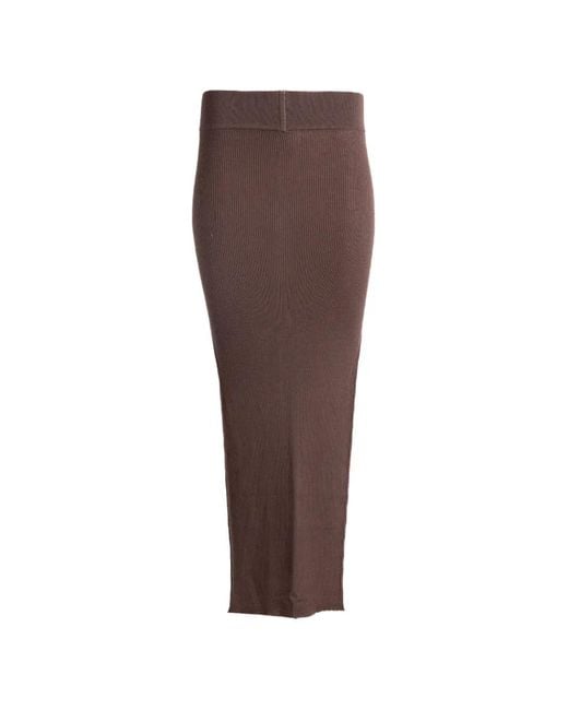 Rick Owens Brown Ribbed-Knit Maxi Skirt