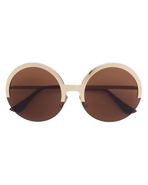 Marni Brown Round Half Frame Sunglasses