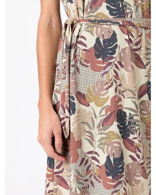 Amir Slama Natural Floral-Print Tied-Waist Dress