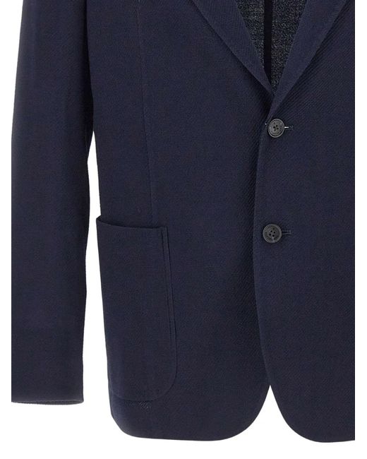 Manuel Ritz Blue Logo-Pin Patch-Pocket Blazer for men