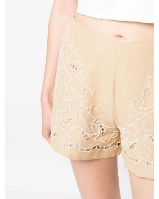 Twinset Natural Shorts Mit Lochstickerei